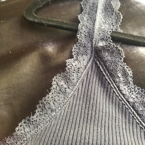 Dark navy blue tank top with lace detailing - Picture 2 of 2